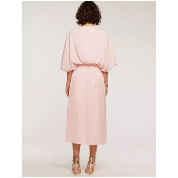 Ramy Brook Harmonie Dress Candy Pink Elegant Midi Pleated Batwing Sleeve size S - Picture 2 of 11